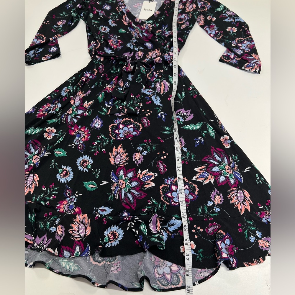 Leota Libby Faux Wrap Knit Dress Size Small New With Tags Dark Floral - Picture 11 of 13